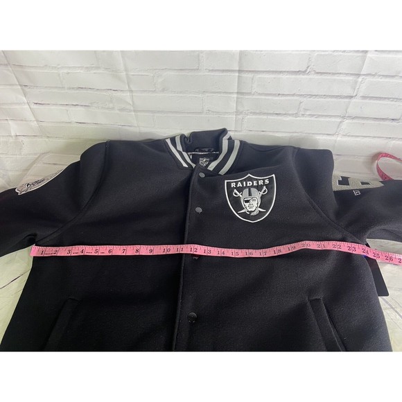 Ultra Game NFL Las Vegas Raiders Mens Varsity Coaches Snap Up Jacket Coat Size L - Picture 9 of 13